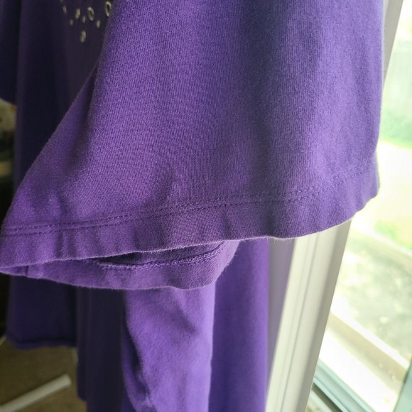 Catherines Purple Silver Boat Neck Blouse Short Sleeve Plus 2X 22/24 W - Picture 6 of 8